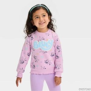 Bluey Sweatshirt Fleece top 4T Purple Pink Toddler Girl Disney Fall School Girly